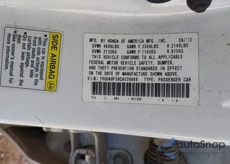 2012 Acura Tl 3.5 z USA, uszkodzony, nr VIN 19UUA8F58CA039869